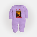 Jai Maa Durga Traditional Artwork Full Body Suit - LILAC - New Born (Chest 7.5")