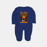 Jai Maa Durga Traditional Artwork Full Body Suit - NAVY BLUE - New Born (Chest 7.5")