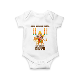 Aaya Hai Maa Durga Festive Celebration Romper - WHITE - New Born (Chest 14")