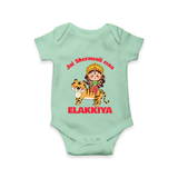 Jai Sherawali Maa Divine Tiger Theme Romper - MINT GREEN - New Born (Chest 14")