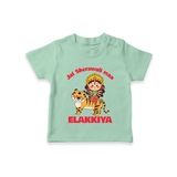 Jai Sherawali Maa Divine Tiger Theme T Shirt - MINT GREEN - 0-5 Months Old (Chest 17")