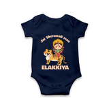 Jai Sherawali Maa Divine Tiger Theme Romper - NAVY BLUE - New Born (Chest 14")