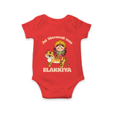 Jai Sherawali Maa Divine Tiger Theme Romper - RED - New Born (Chest 14")
