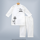 Shubh Navratri Trishul Devotional Kurta - WHITE - 3 - 6 Months Old (Chest 24", Kurta Length 14'', Waist 19", Pant Length 14")