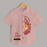 Durga Devi Traditional Face Art Shirt - PEACH - 0 - 6 Months Old (Chest 23")