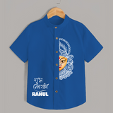 Durga Devi Traditional Face Art Shirt - COBALT BLUE - 0 - 6 Months Old (Chest 23")