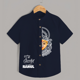 Durga Devi Traditional Face Art Shirt - NAVY BLUE - 0 - 6 Months Old (Chest 23")