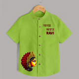 Durga Maa Blessings Devotional Shirt - LIME GREEN - 0 - 6 Months Old (Chest 23")