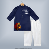 Durga Maa Blessings Devotional Kurta - NAVY BLUE - 3 - 6 Months Old (Chest 24", Kurta Length 14'', Waist 19", Pant Length 14")