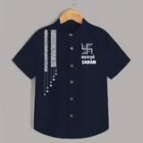 Maa Durga Minimal Art Devotional Shirt - NAVY BLUE - 0 - 6 Months Old (Chest 23")