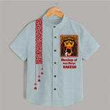 Maa Durga Blessings Typography Shirt - ARCTIC BLUE - 0 - 6 Months Old (Chest 23")