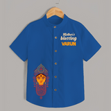 Victory To Maa Durga Devotional Shirt - COBALT BLUE - 0 - 6 Months Old (Chest 23")