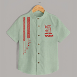 Durga Devi Trishul Art Devotional Shirt - MINT GREEN - 0 - 6 Months Old (Chest 23")