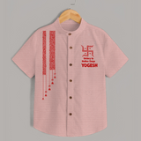 Durga Devi Trishul Art Devotional Shirt - PEACH - 0 - 6 Months Old (Chest 23")