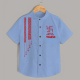 Durga Devi Trishul Art Devotional Shirt - SKY BLUE - 0 - 6 Months Old (Chest 23")