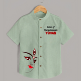 Color Of Durga Sthan Devotional Shirt - MINT GREEN - 0 - 6 Months Old (Chest 23")
