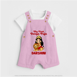 My First Durga Puja Goddess & Lion Baby Dungaree - BABY PINK - 0 - 5 Months Old (Chest 18")