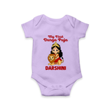 My First Durga Puja Goddess & Lion Baby Romper - LILAC - New Born (Chest 14")