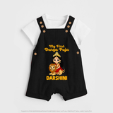 My First Durga Puja Goddess & Lion Baby Dungaree - BLACK - 0 - 5 Months Old (Chest 18")