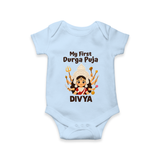 My First Durga Puja Goddess Baby Romper - BABY BLUE - New Born (Chest 14")
