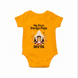 My First Durga Puja Goddess Baby Romper - CHROME YELLOW - New Born (Chest 14")