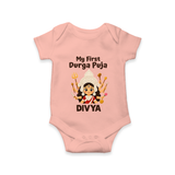 My First Durga Puja Goddess Baby Romper - PEACH - New Born (Chest 14")