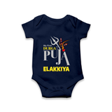 My First Durga Puja Trishul & Goddess Face Baby Romper - NAVY BLUE - New Born (Chest 14")