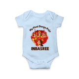 My First Durga Puja Celebration Baby Romper - BABY BLUE - New Born (Chest 14")