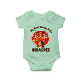 My First Durga Puja Celebration Baby Romper - MINT GREEN - New Born (Chest 14")