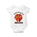 My First Durga Puja Celebration Baby Romper - WHITE - New Born (Chest 14")