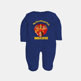 My First Durga Puja Celebration Baby Full Body Suit - NAVY BLUE - New Born (Chest 7.5")