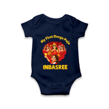 My First Durga Puja Celebration Baby Romper - NAVY BLUE - New Born (Chest 14")