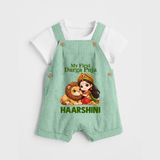 My First Durga Puja little Goddess Baby Dungaree - MINT GREEN - 0 - 5 Months Old (Chest 18")