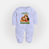 My First Durga Puja Goddess Baby Full Body Suit - BABY BLUE - New Born (Chest 7.5")