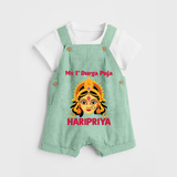 My First Durga Puja Divine Goddess Face Baby Dungaree - MINT GREEN - 0 - 5 Months Old (Chest 18")