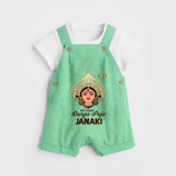 My First Durga Puja Goddess & Trishul Baby Dungaree - GREEN - 0 - 5 Months Old (Chest 18")