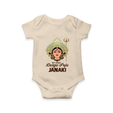 My First Durga Puja Goddess & Trishul Baby Romper - IVORY - New Born (Chest 14")