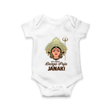 My First Durga Puja Goddess & Trishul Baby Romper - WHITE - New Born (Chest 14")