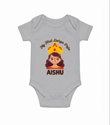 My First Durga Puja Little Goddess Baby Romper - GREY - New Born (Chest 14")