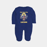 Shubho Durga Puja Goddess & Lion Baby Full Body Suit - NAVY BLUE - New Born (Chest 7.5")