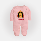 Durga Maa Divine Face Baby Full Body Suit - BABY PINK - New Born (Chest 7.5")