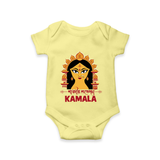 Durga Maa Divine Face Baby Romper - PASTEL YELLOW - New Born (Chest 14")