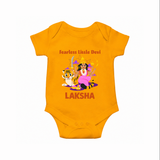 Fearless Little Devi Goddess & Tiger Baby Romper - CHROME YELLOW - New Born (Chest 14")