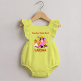 Fearless Little Devi Goddess & Tiger Baby Romper Frock - PASTEL YELLOW - 0 - 3 Months Old (Chest 19")