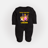 Fearless Little Devi Goddess & Tiger Baby Full Body Suit - BLACK - New Born (Chest 7.5")