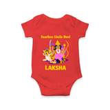 Fearless Little Devi Goddess & Tiger Baby Romper - RED - New Born (Chest 14")