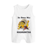 Jai Durga Maa Traditional Goddess Baby Button Romper - WHITE - New Born (Chest 18")