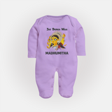 Jai Durga Maa Traditional Goddess Baby Full Body Suit - LILAC - New Born (Chest 7.5")