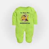 Jai Durga Maa Traditional Goddess Baby Full Body Suit - LIME GREEN - New Born (Chest 7.5")