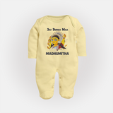 Jai Durga Maa Traditional Goddess Baby Full Body Suit - PASTEL YELLOW - New Born (Chest 7.5")